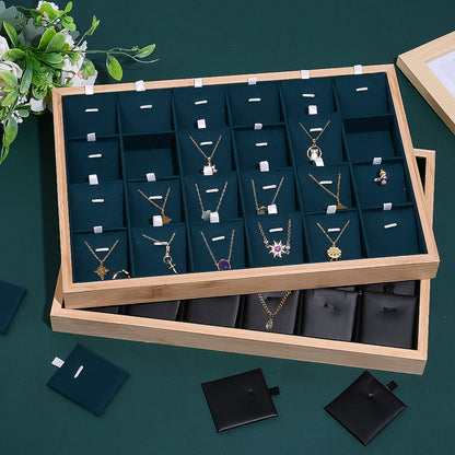 24-Grid Large Wooden Jewelry Display & Storage Box