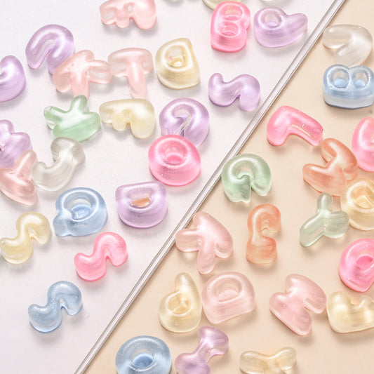 9-12 mm Transparent Candy Color Resin Letter Beads