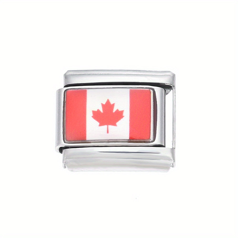 World Flag Alloy Bracelet Module