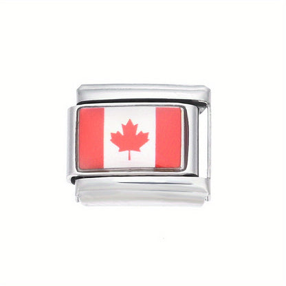 World Flag Alloy Bracelet Module