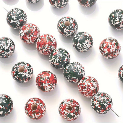 10PCS 16mm Red & Green Wooden Bead Set