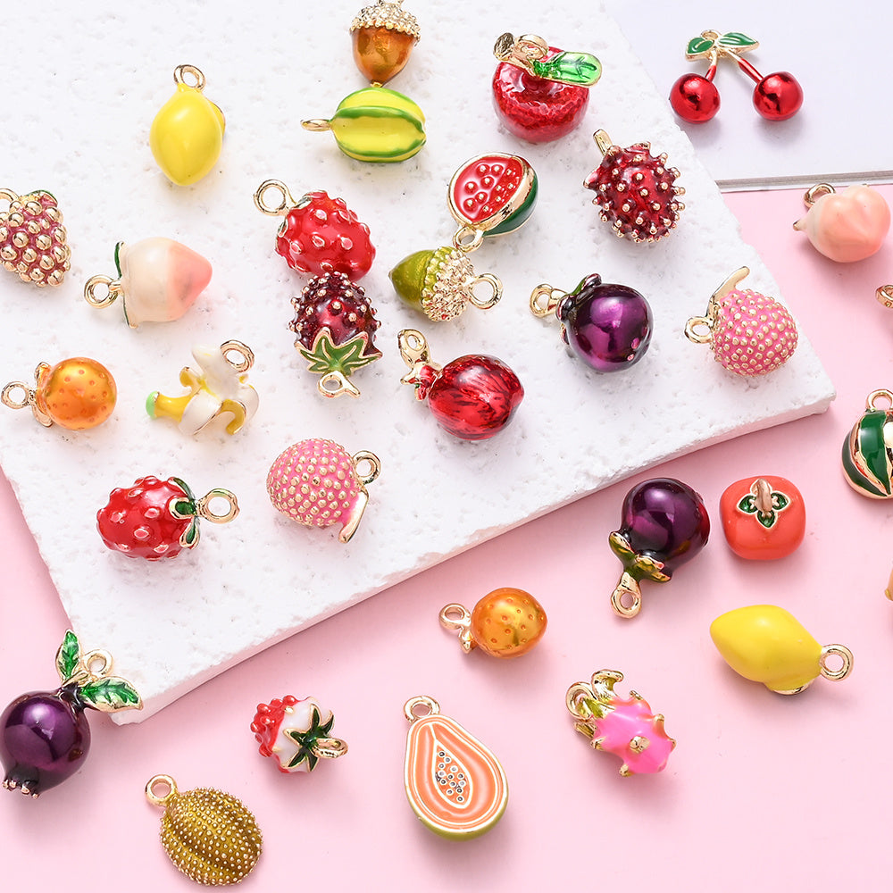 2PCS Fruit Series Alloy Pendant Set