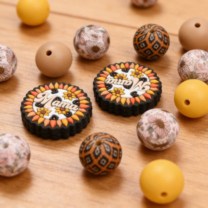 25/30pcs Mother's Day Sunflower Silicone Bead Set