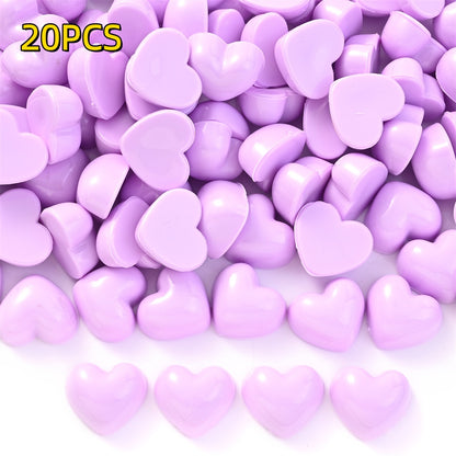 20/40pcs 12x13mm Colorful Heart Adhesive Beads