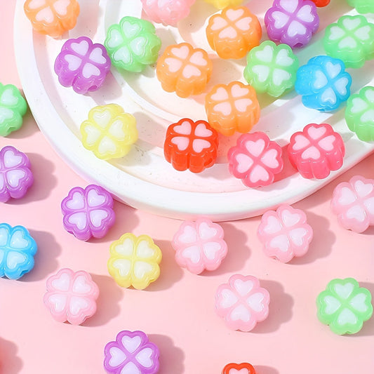 20PCS Colorful Acrylic Candy Butterfly Clover & Round Bead Set