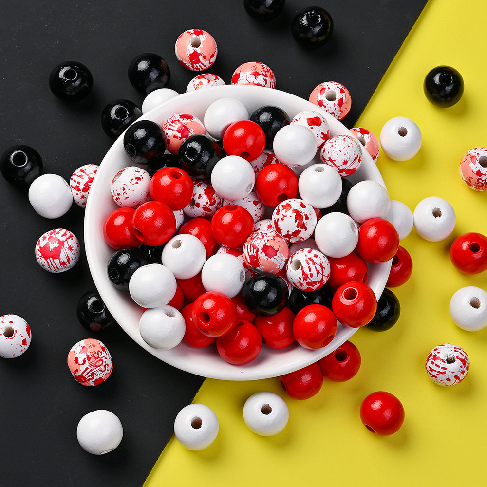 Halloween Bloody Handprint Wooden Beads
