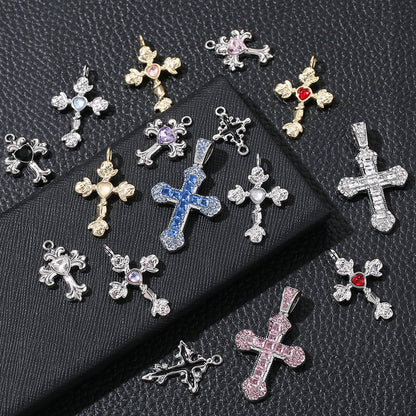 Y2K Rhinestone Cross Alloy Pendants