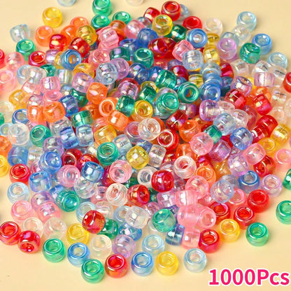 50/100/500/1000pcs 6x9mm Mixed Color Acrylic Pony Beads