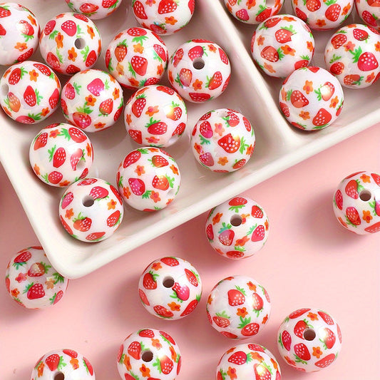 Glossy Strawberry Resin Beads