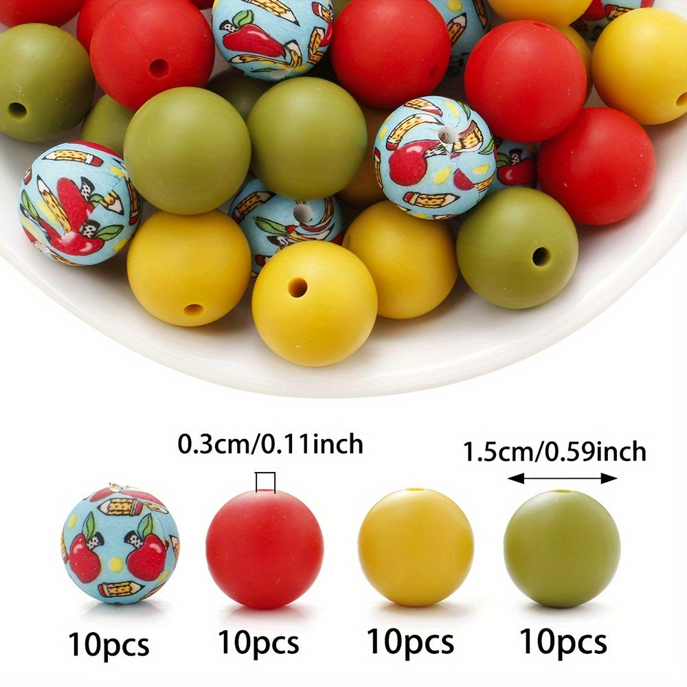 Mixed Color Round Silicone Beads