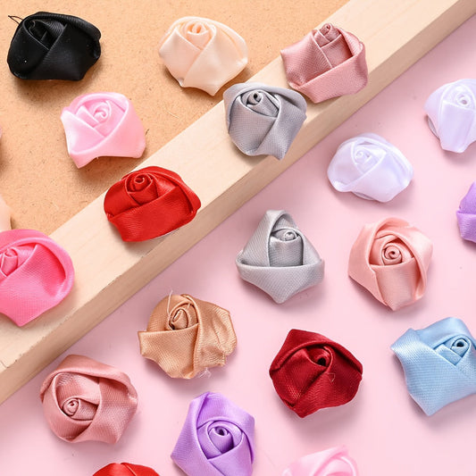 10PCS Multicolor Fabric Rose Bud Flower Embellishment Set