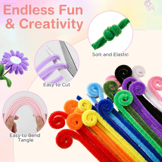 Mixed Color Fuzzy Twist Sticks
