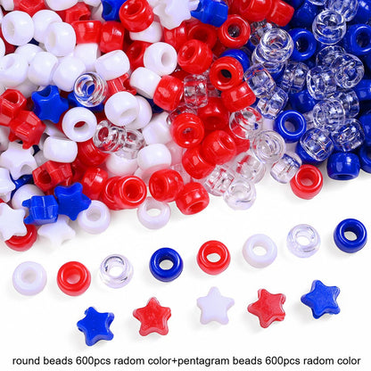 10 mm Red, White and Blue Resin Star Beads