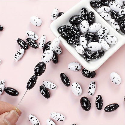 Artistic Splatter Design Acrylic Oval Beads