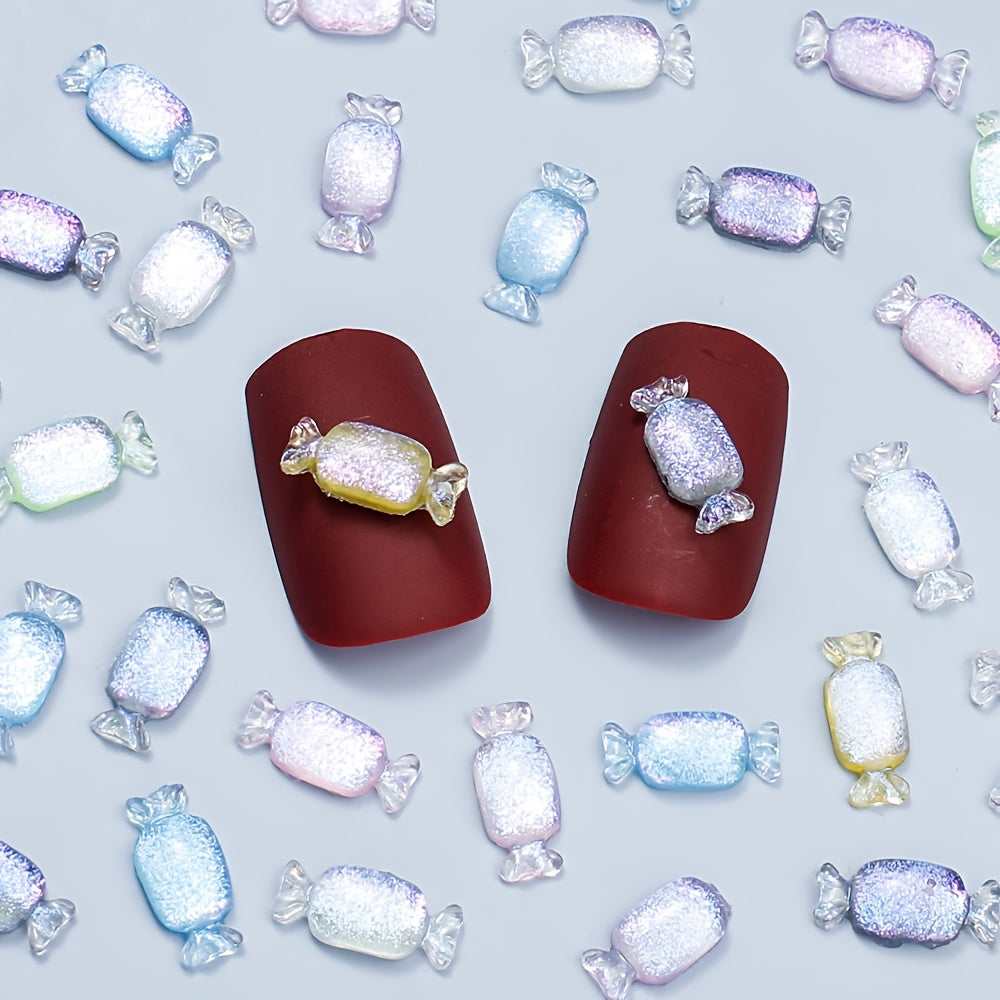 100PCS 11×5mm Glitter Candy Resin Embellishments