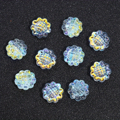 20PCS 15mm Transparent AB Sunflower Glass Jelly Spacer Beads