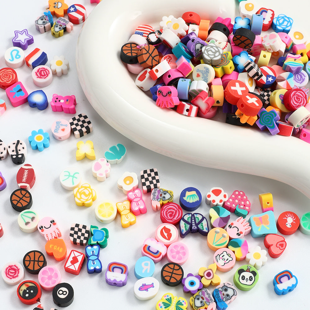 1200pcs Random Mix Clay Beads Bulk