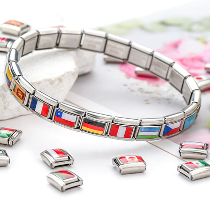 World Flag Alloy Bracelet Module