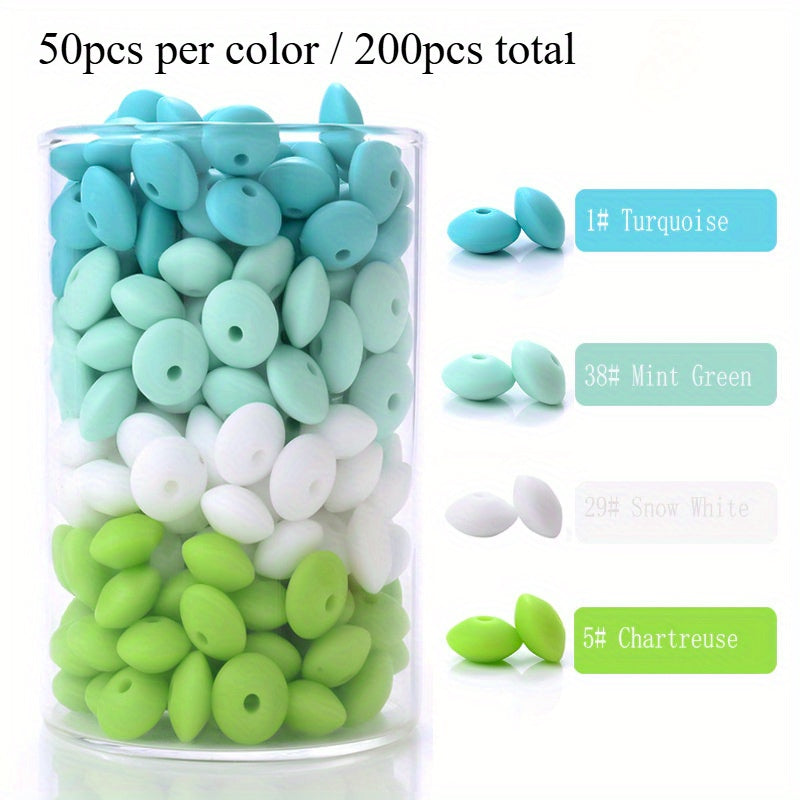 200pcs 6x12mm Mixed Color Abacus Silicone Beads