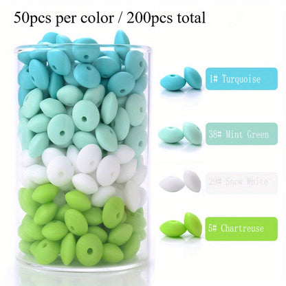 200pcs 6x12mm Mixed Color Abacus Silicone Beads