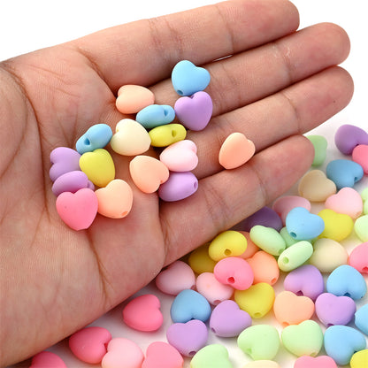 Matte Love Heart Acrylic Beads