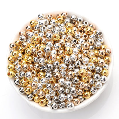 300pcs 3mm Golden Silvery Acrylic Round Spacer Beads