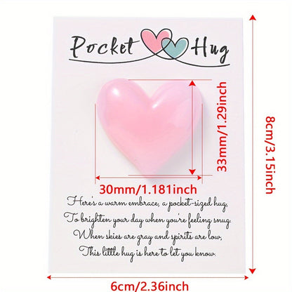 1PC Pocket Hug Poem Card with Resin Love Bead