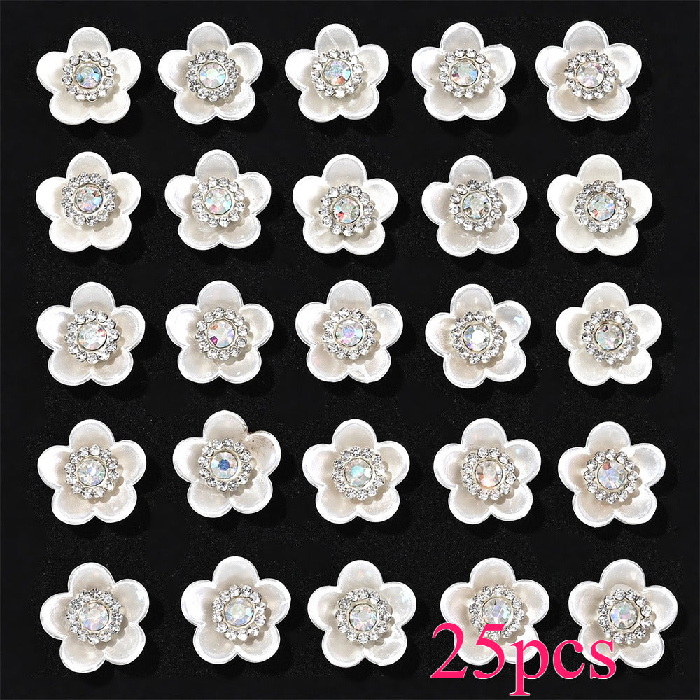 25-Piece Sparkling Rhinestone Flower Flatback Beads