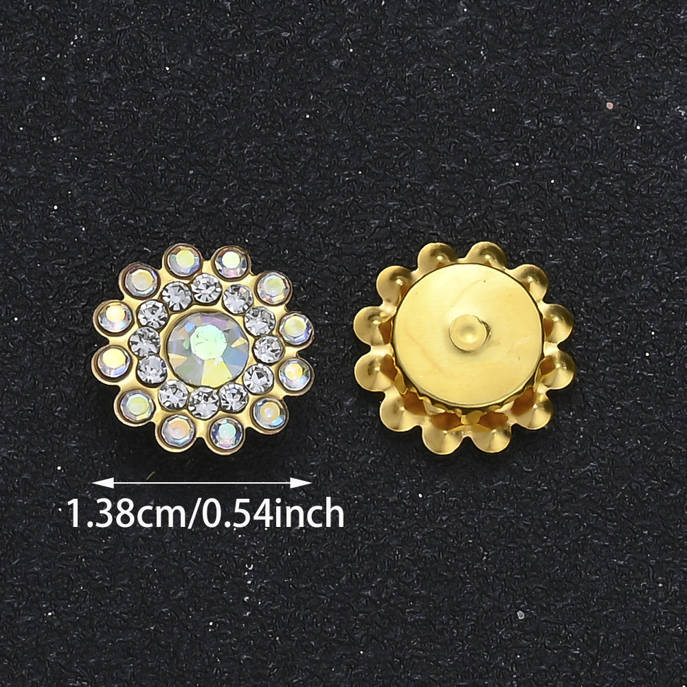 50pcs 13.8mm Two-Tone Sunflower Rhinestone Patch Beads
