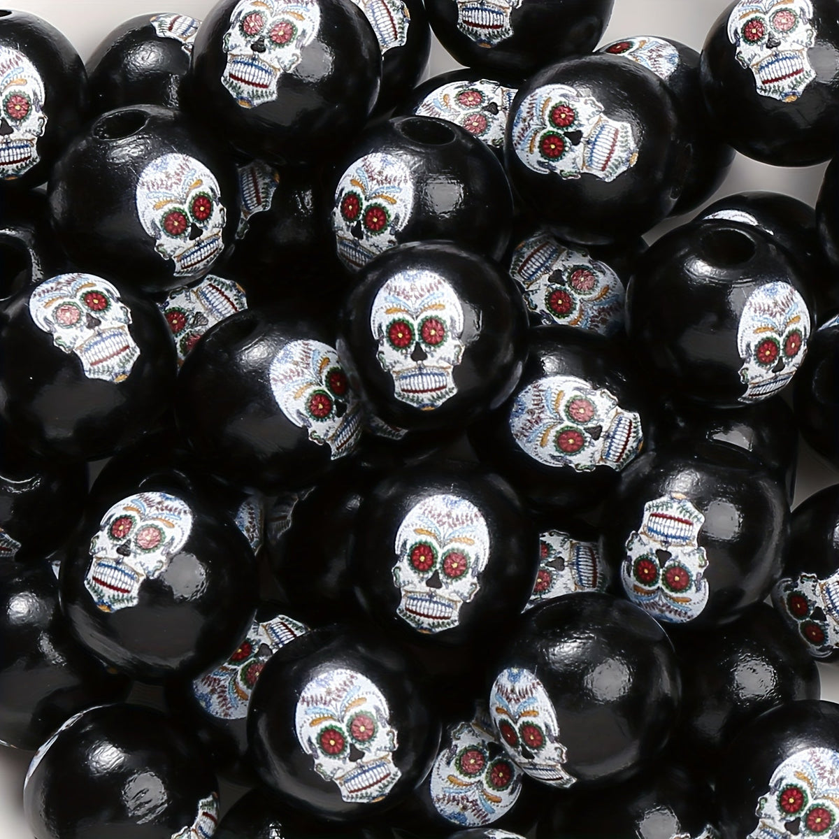 Halloween Skull Wooden Spacer Beads