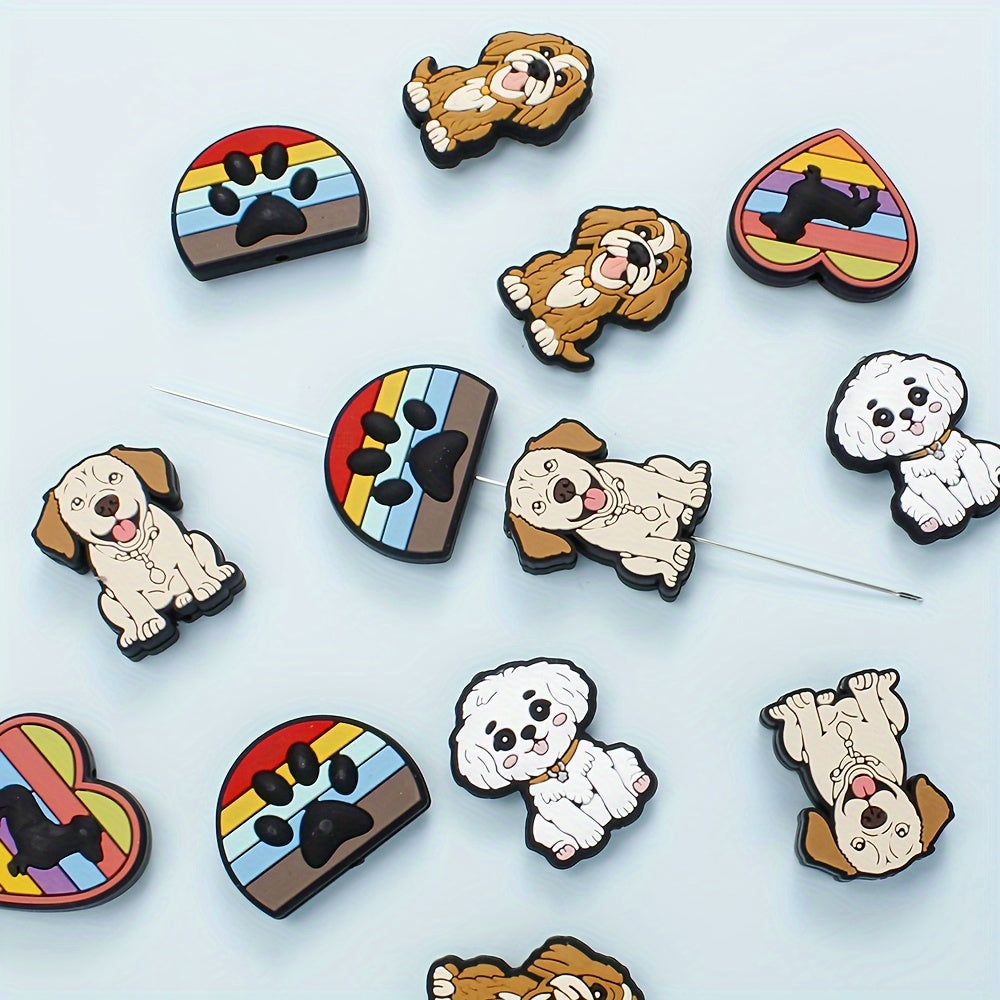 15PCS Puppy Series Silicone Bead Set