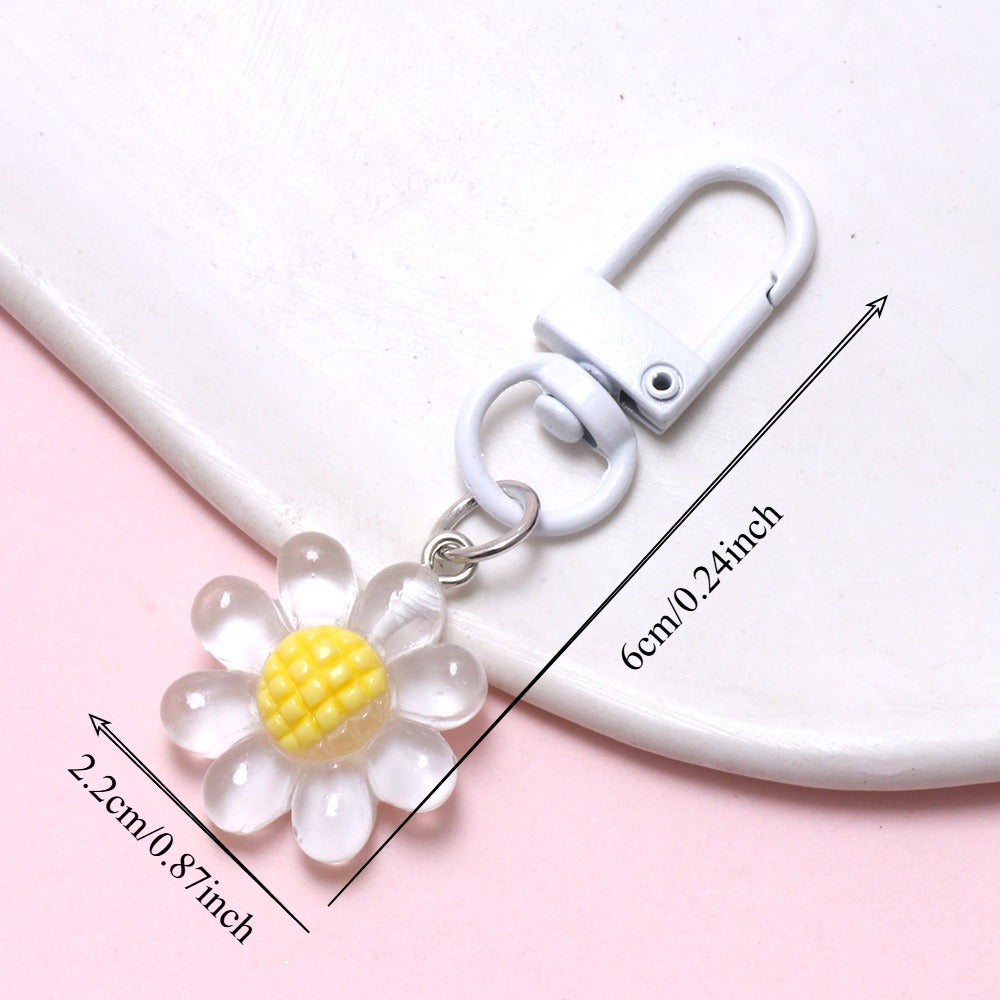 24PCS 2D Flat Sunflower Resin Mini Keychain Set
