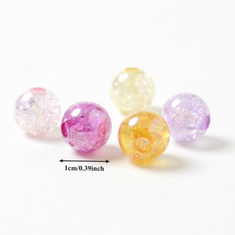 30pcs 10mm Colorful Crackle Acrylic Beads