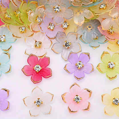 Gradient Five-Petal Flower Acrylic Beads
