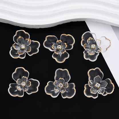 10pcs 36x39mm Double-Layer Transparent Floral Acrylic Patch Beads