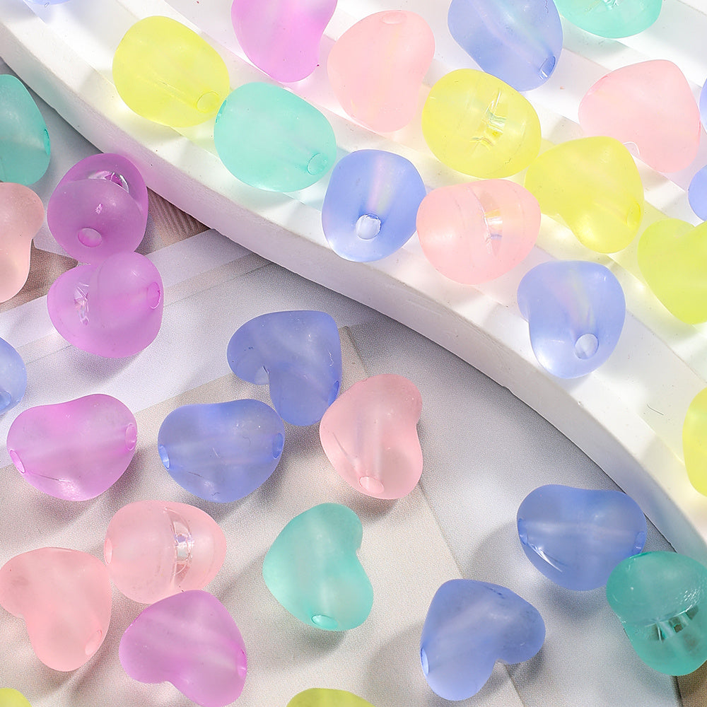 Transparent Matte Heart Acrylic Spacer Beads