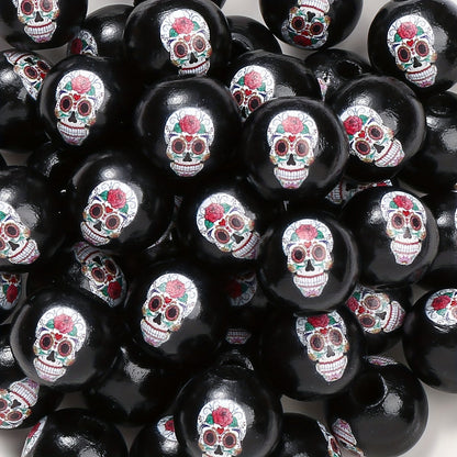 Halloween Skull Wooden Spacer Beads