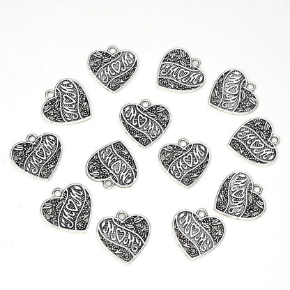 Romantic Antique Silvery Mom Heart Charms