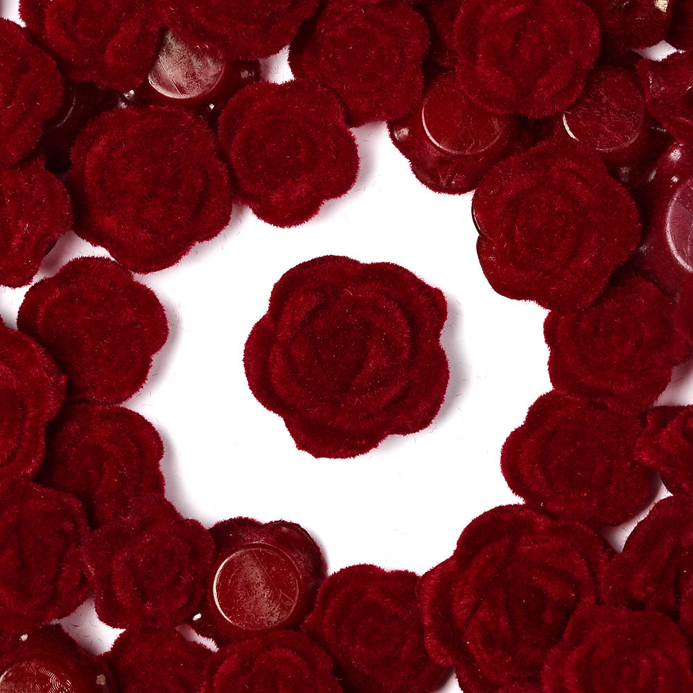 Red Flocking Rose Patches