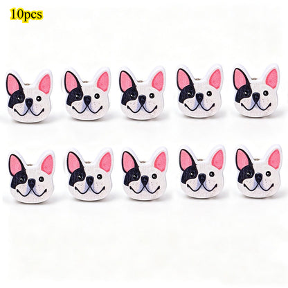 Dog-Themed Wooden Beads