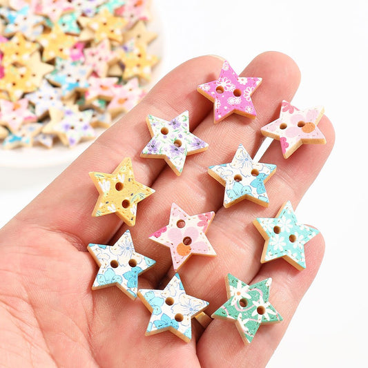 Pentagram Wooden Buttons