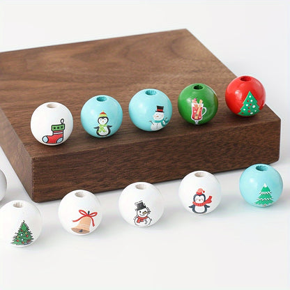 10pcs/set 16mm Christmas Wooden Beads