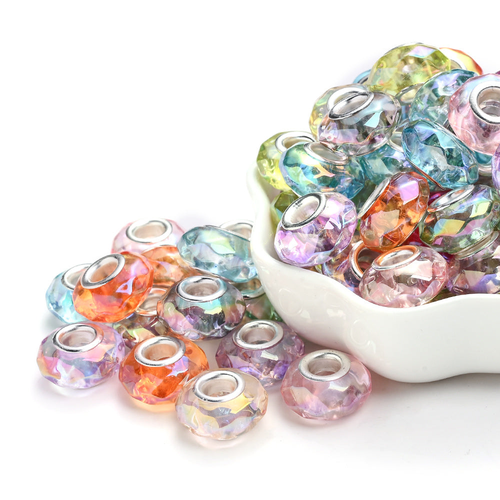 50pcs 9x14mm Acrylic Rhombus Round European Craft Beads
