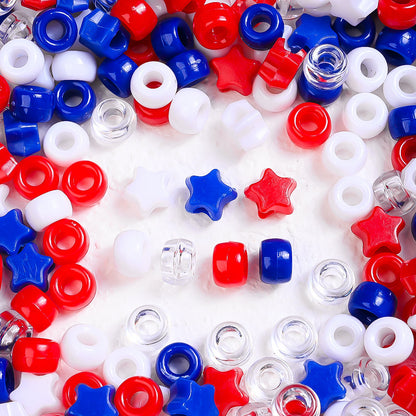 10 mm Red, White and Blue Resin Star Beads