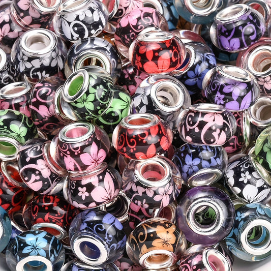 Flower Pattern Resin Beads