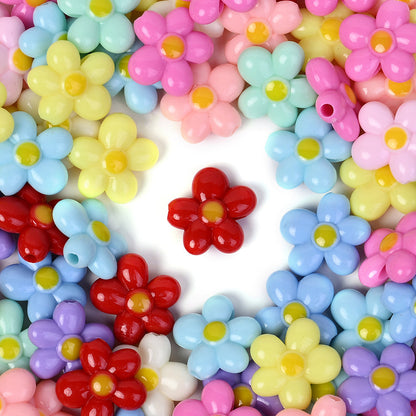 20pcs 21mm Acrylic Straight Hole Flower Spacer Beads