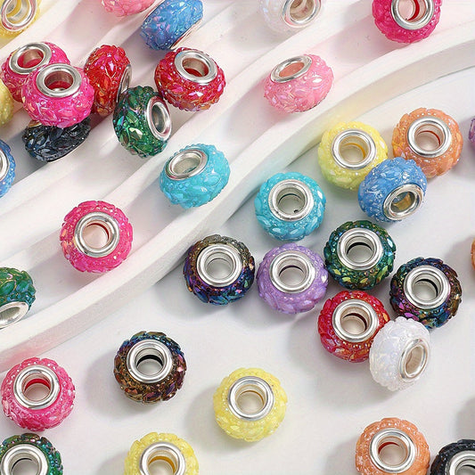 20PCS 8×14mm Patterned Flat Round Resin Beads