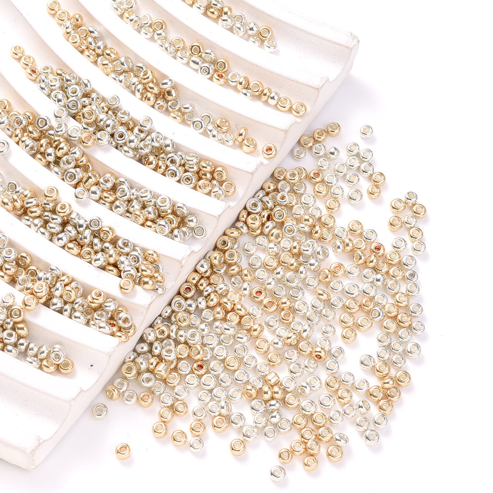 200/500/1000pcs Golden & Silvery Glass Seed Beads