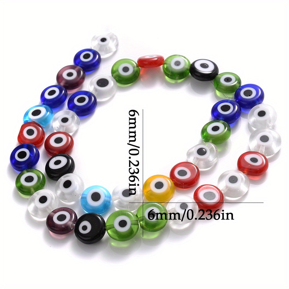 Flat Evil Eye Glass Beads