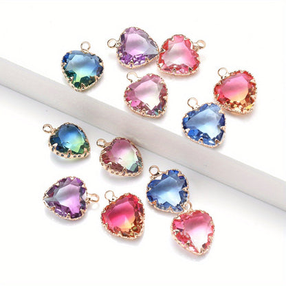 Colored Heart Faux Crystal Charm Beads